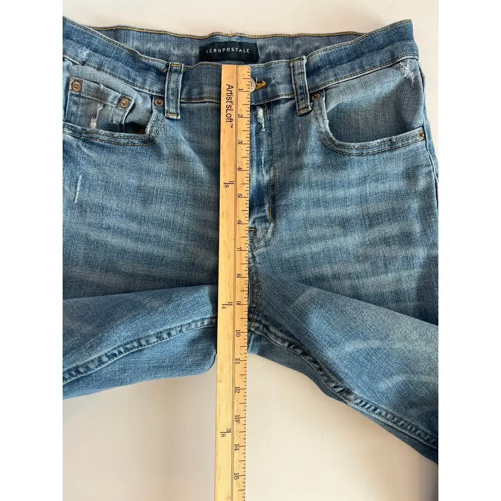 AREOPOSTALE HIGH RISE FLARE LEG JEANS MEDIUM LIGHT BLUE SIZE 8